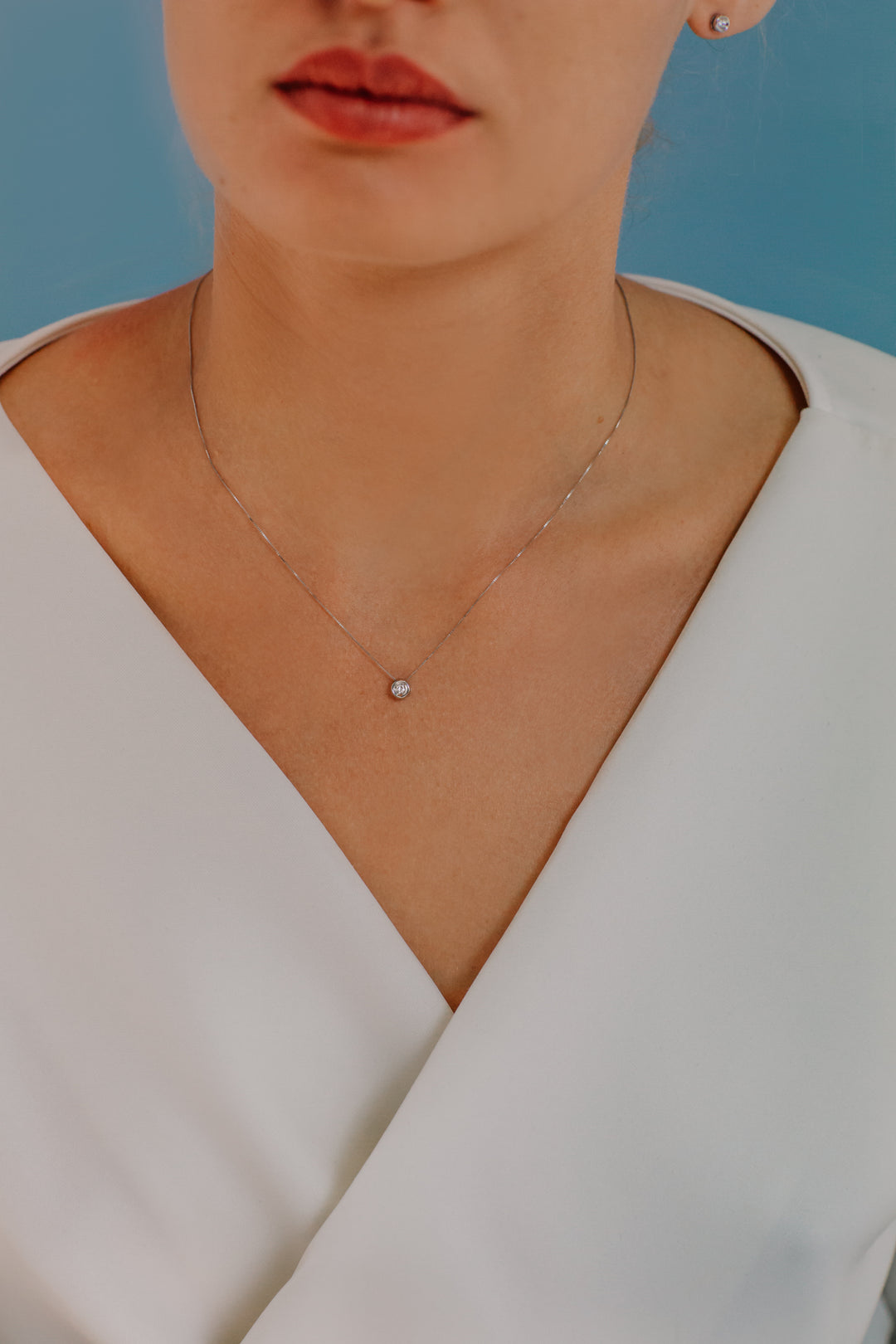 Collier Comete Point lumineux rond en Or et Diamant GLB1421