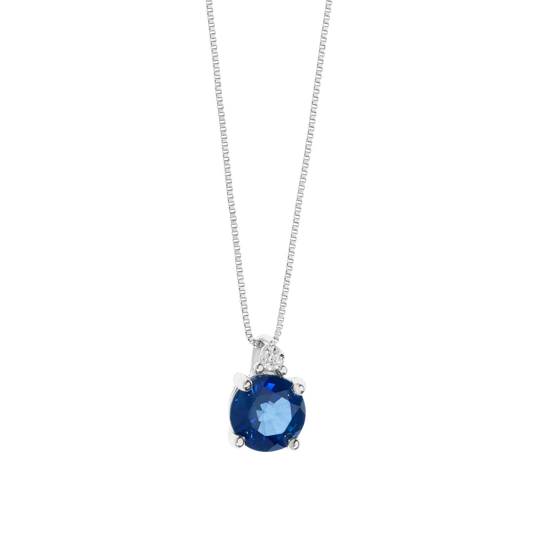 Comete-Halskette aus Gold, Diamanten und rundem blauem Saphir GLB1501