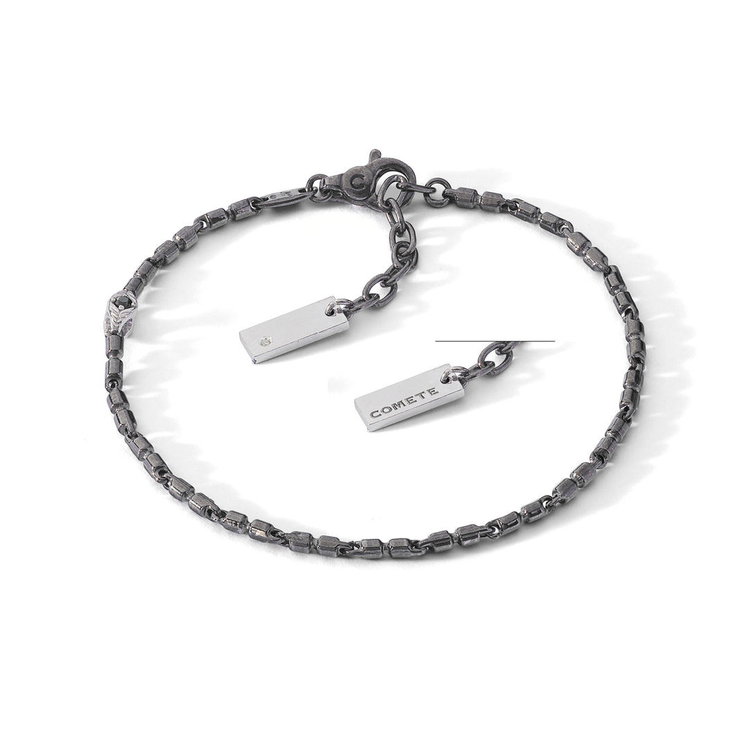 Comete-Armband aus brüniertem und poliertem Silber, Diamant, schwarzen Spinellen UBR1261
