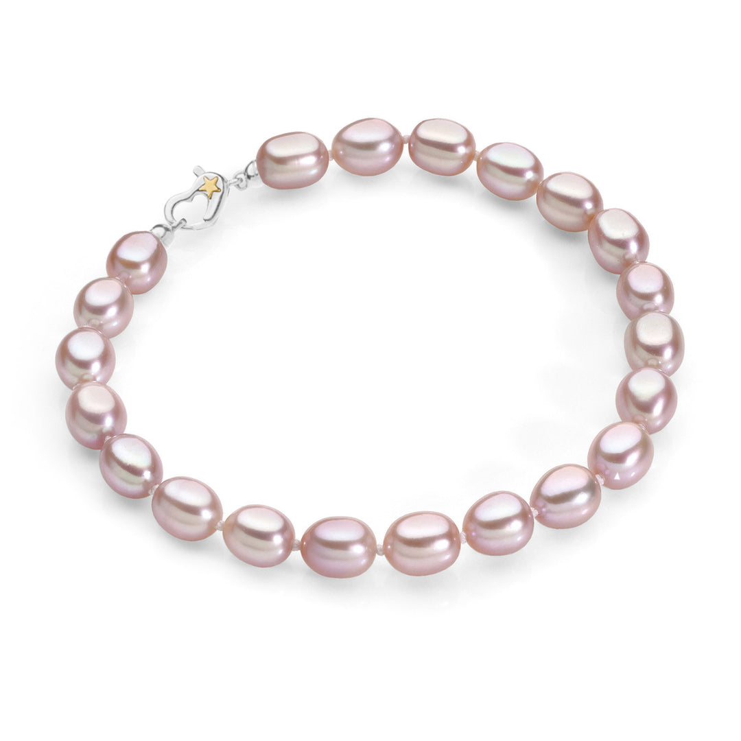 Comete-Armband aus 925‰-Silber mit lavendelfarbenen Perlen und 750-‰-Golddetails BRQ370