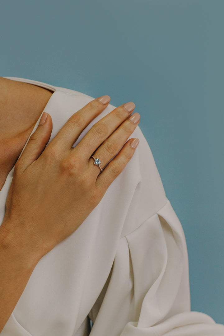 Bague Comete Or Diamant et Coeur Aigue-Marine ANQ300
