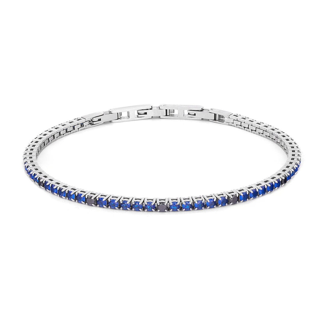 Comete Tennis en Acier, Zircons bleu saphir et Zircons spot noirs UBR1302
