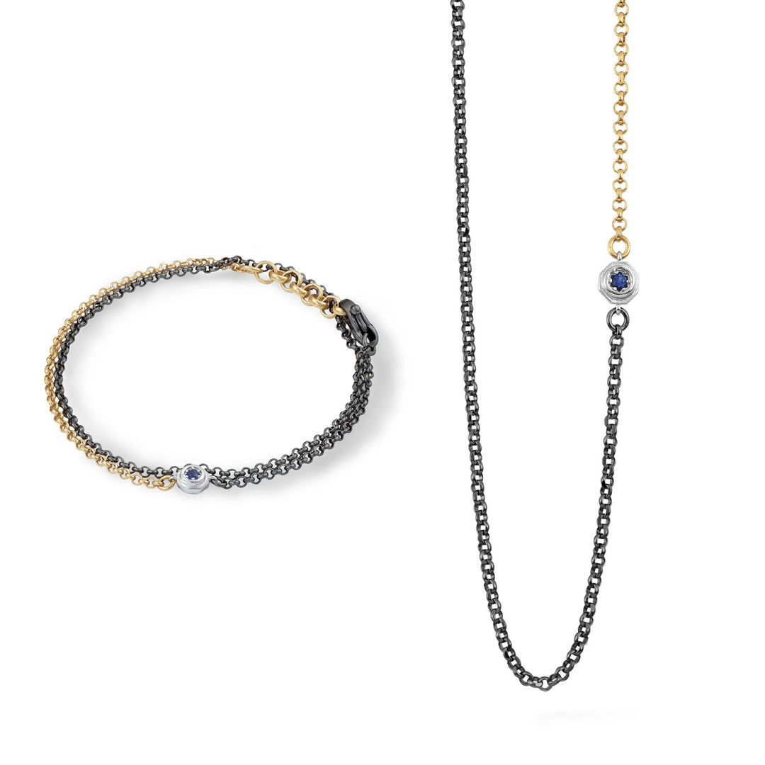Comete Bluestar Necklace and Bracelet in yellow and burnished silver KIT7141047