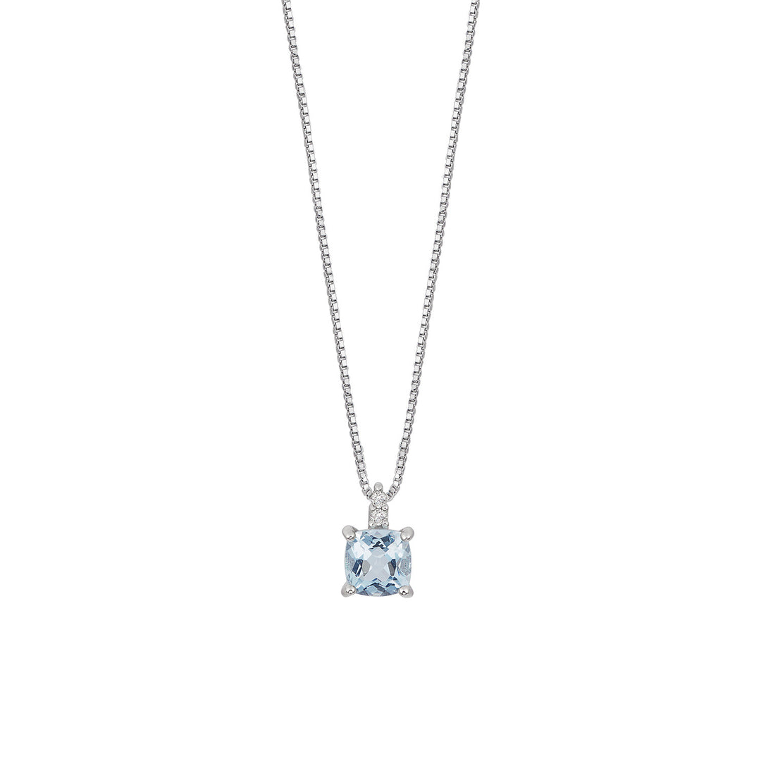 Comete 750‰ Gold Necklace with old cut diamonds and aquamarine GLQ307