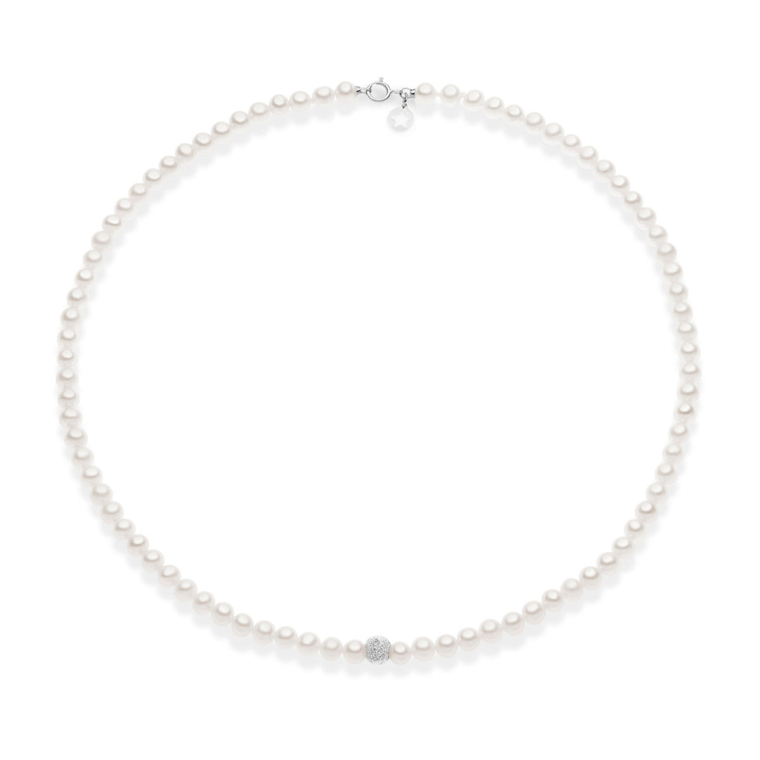 Comete Halskette aus Perlen und Diamantkugel aus 375‰ Weißgold KFWQ260B