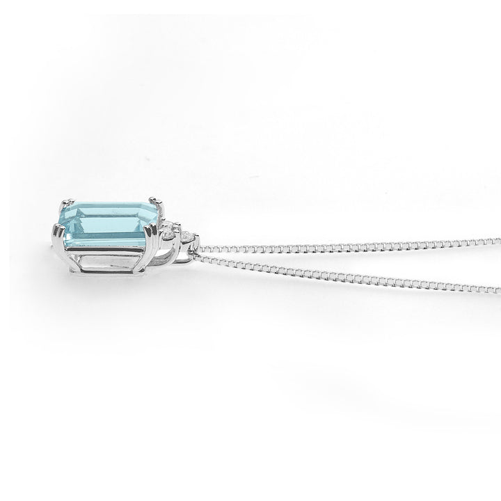 Collier Comètes en Or, Diamants et Aigue-marine Octogonale GLQ301