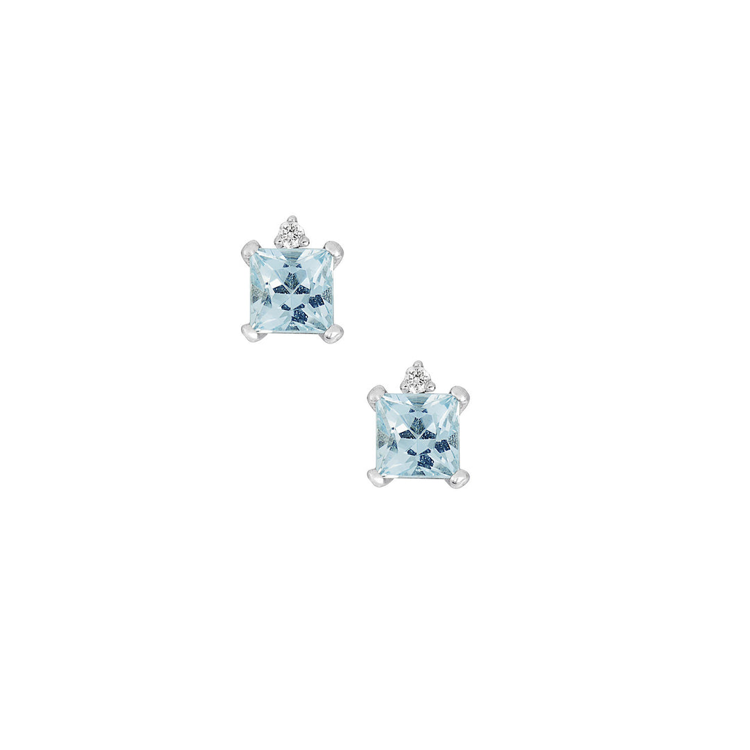 Comete-Ohrringe aus Weißgold mit Diamanten und Aquamarin-Carré ORQ276