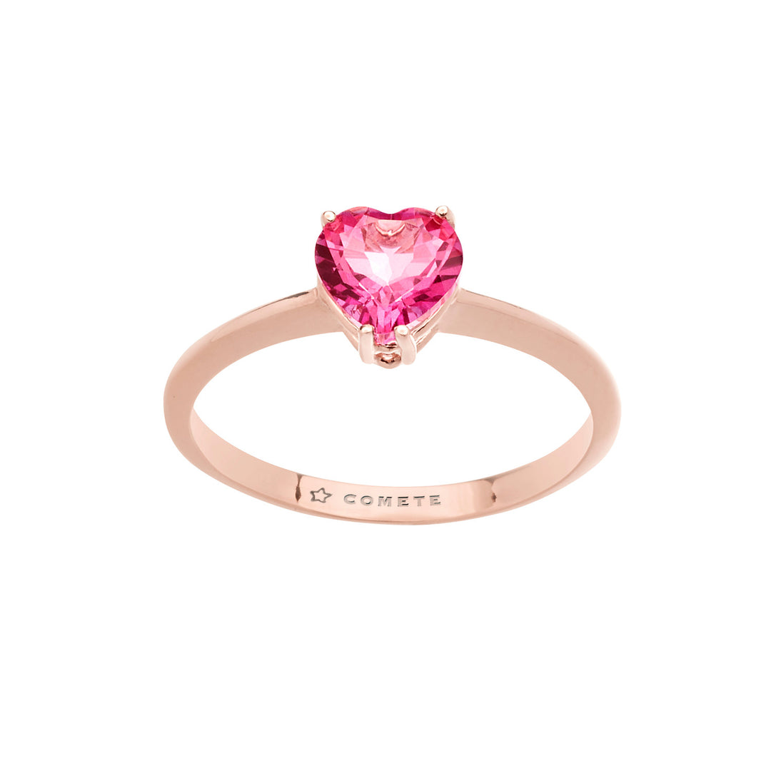 Comete Ring in rose gold and heart-shaped pink topaz ANB2545