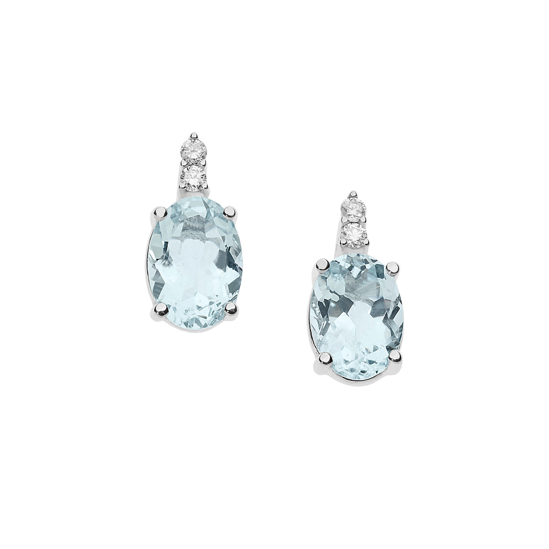 Comete Earrings in Gold, Diamonds and Oval Aquamarine ORQ231