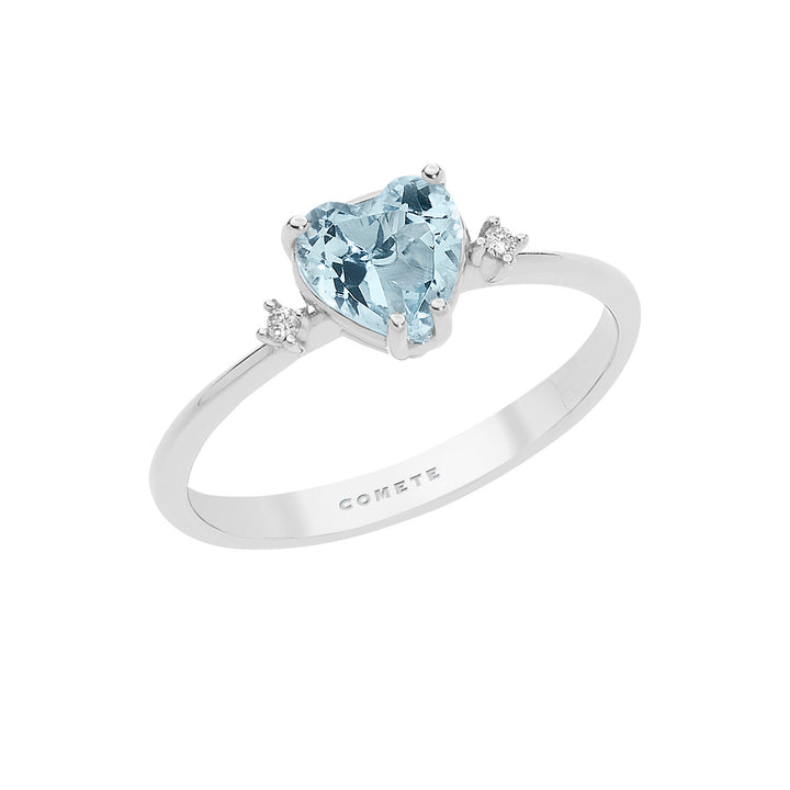 Bague Comete Or Diamant et Coeur Aigue-Marine ANQ300