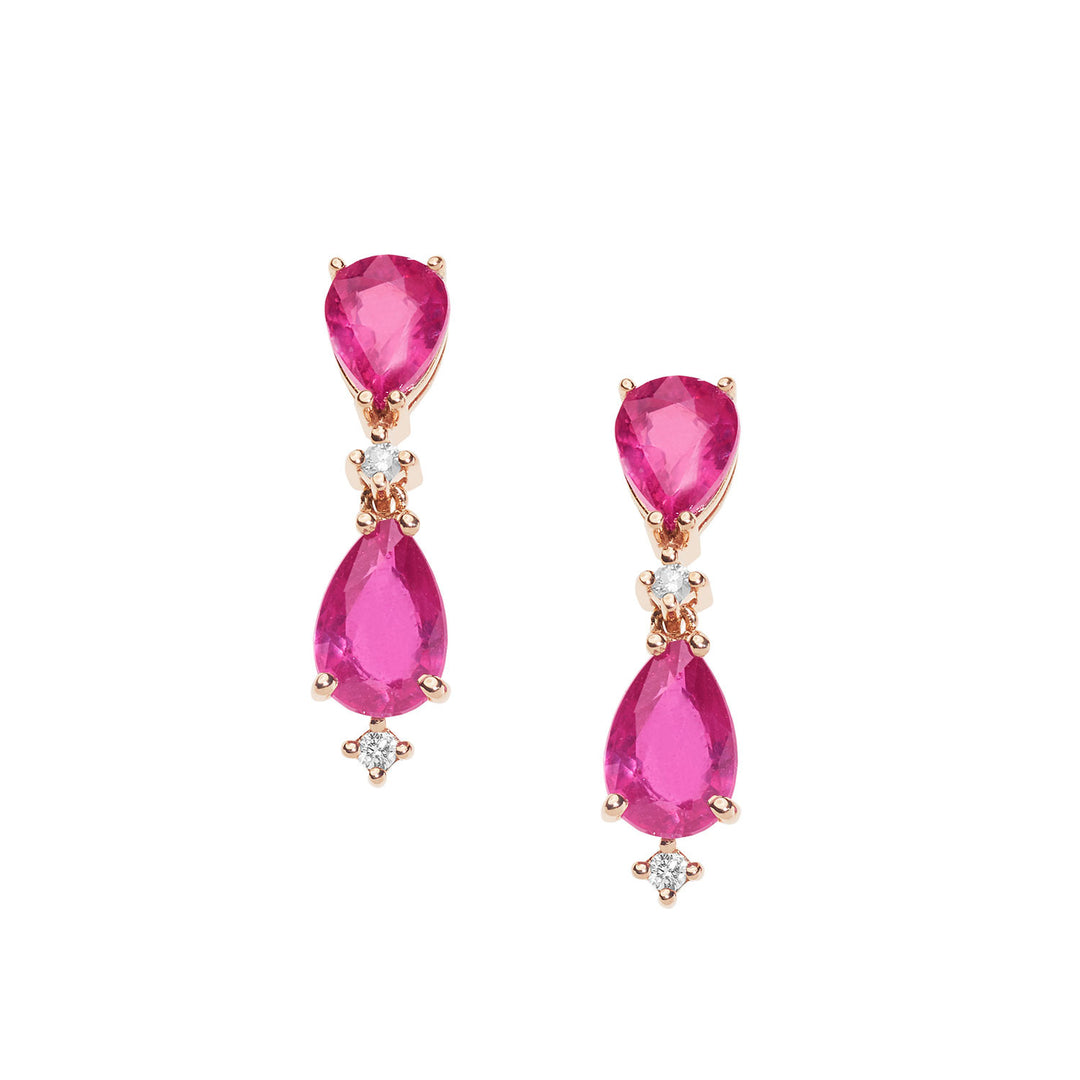 Comete-Ohrringe aus Roségold mit Diamanten und Rubinen, Tropfen ORB1061