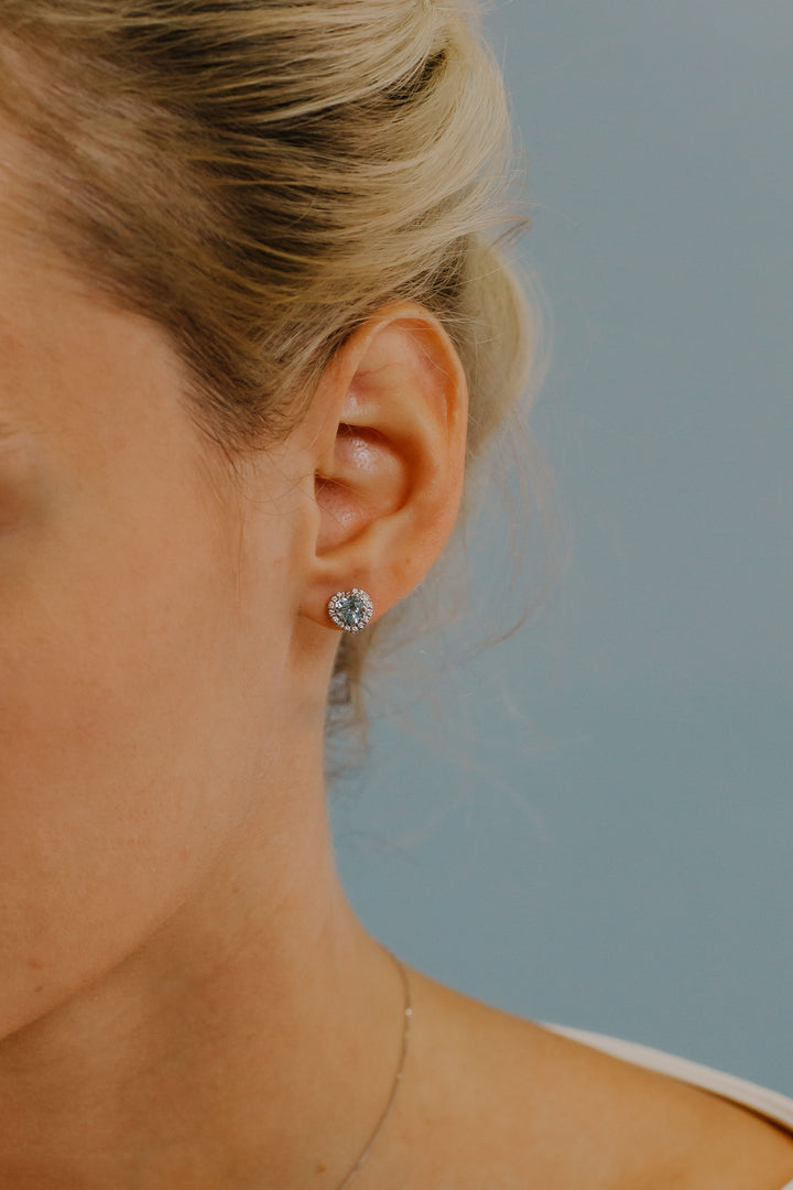Comete Gold Earrings with Diamonds and Aquamarine Heart ORQ251