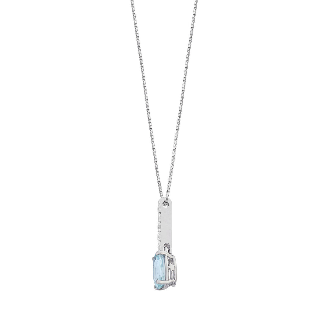 Comete Oval Aquamarine Necklace in Gold and Diamonds GLQ317