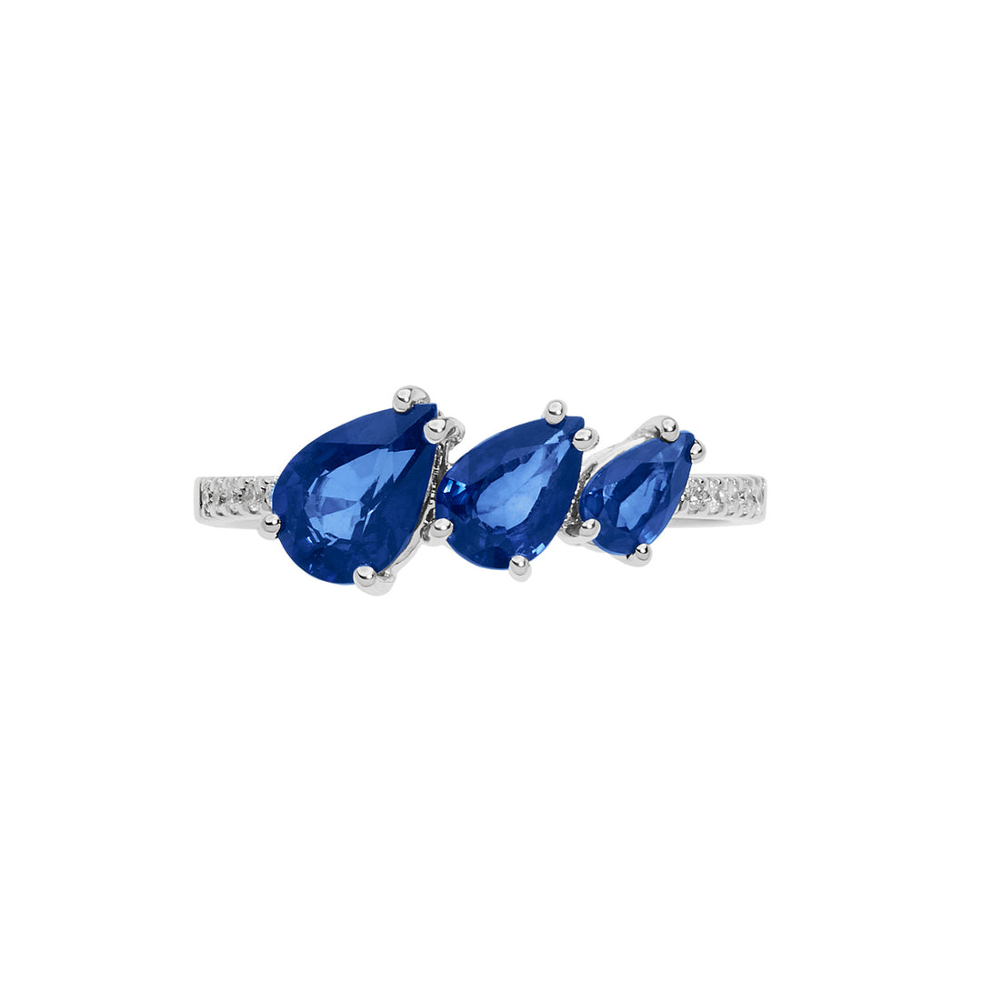 Comete Gold Ring with Diamonds and Sapphires Drop ANB2637
