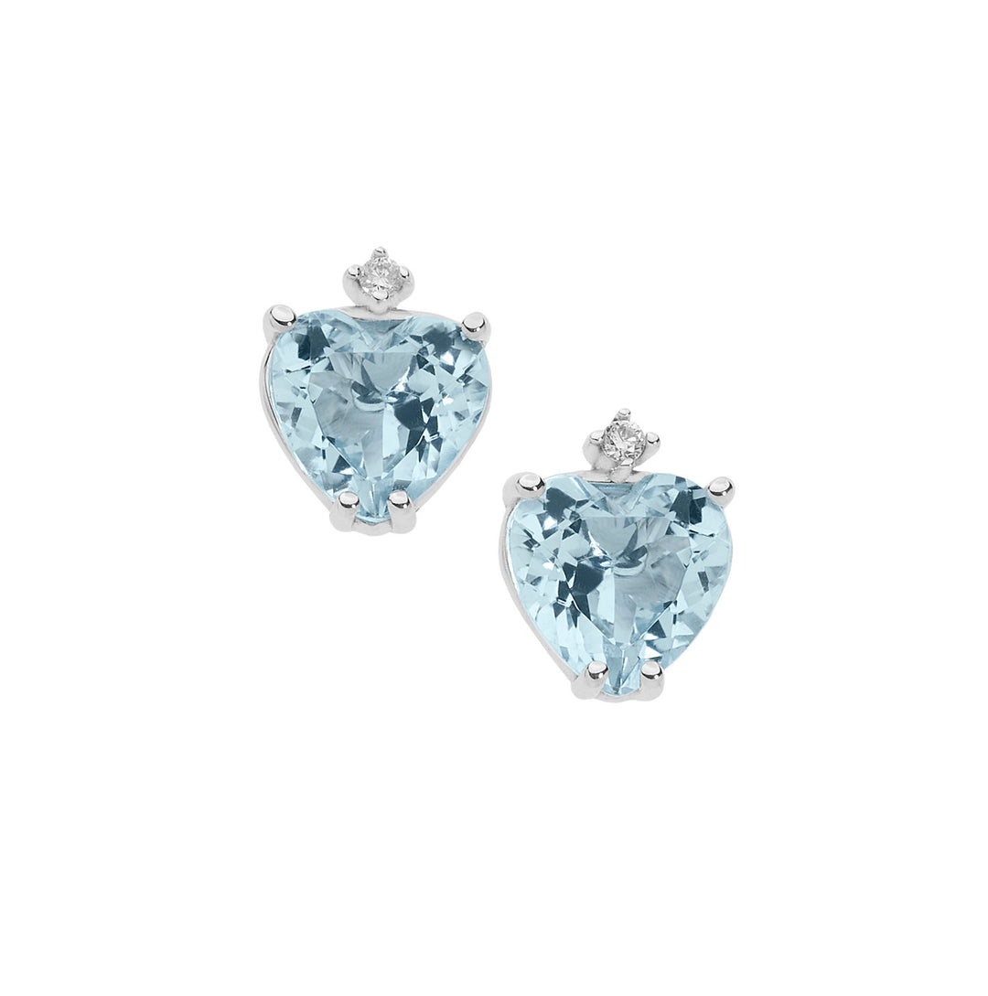 Comete Goldohrringe mit Diamanten und Aquamarinherz ORQ235