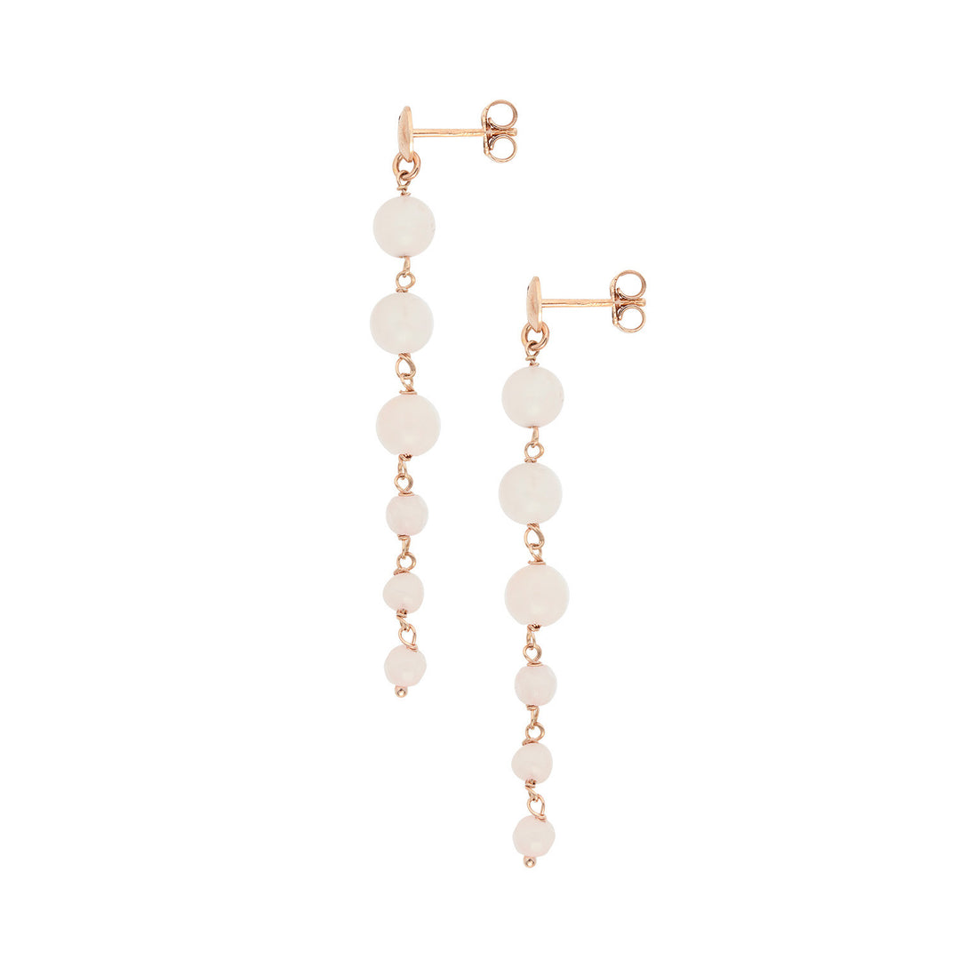 Comete-Ohrringe aus 925‰-Silber mit Rosenquarz und farbiger Jade ORA226