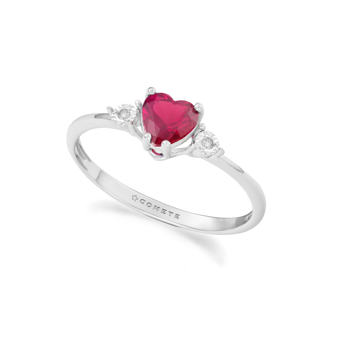 Bague Comete Coeur en or blanc, diamants et rubis recristallisé KANB1913