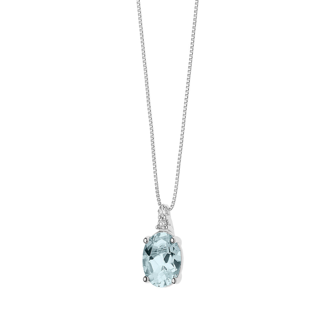 Comete Gold Necklace with Diamonds and Oval Aquamarine GLQ267