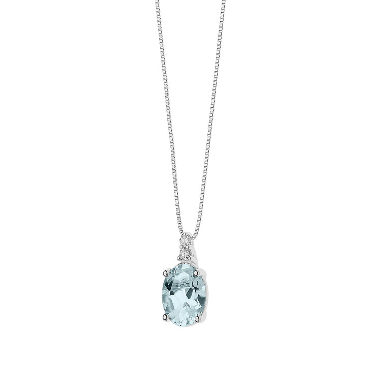 Comete Gold Necklace with Diamonds and Oval Aquamarine GLQ267
