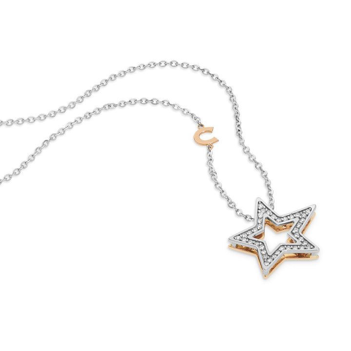 Comete Necklace in white and rose gold with GLB1446 diamonds