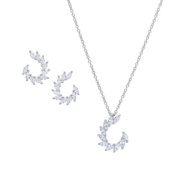 Comete Necklace and Earrings in 925‰ Silver and White Zircons KIT259204