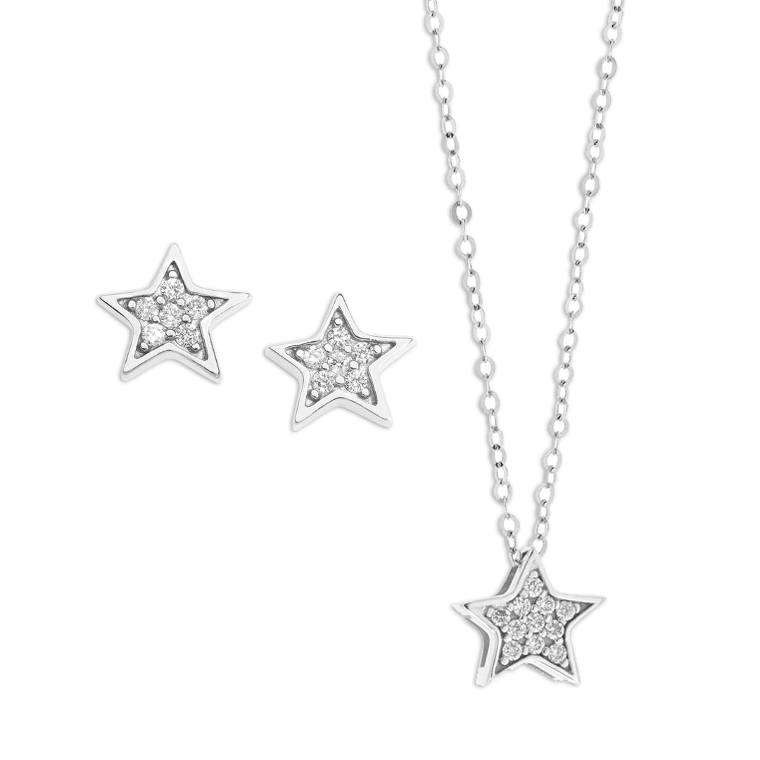 Comete Earrings with Necklace in White Gold and Diamonds KIT1503920