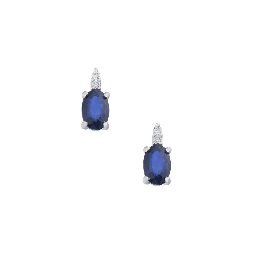 Comete-Ohrringe aus Gold und weißen Diamanten, ovaler blauer Saphir ORB1103