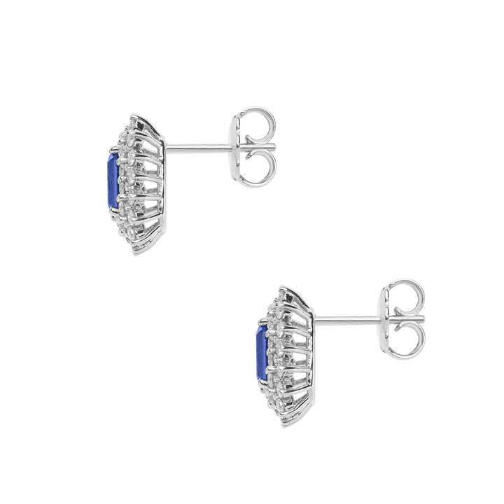 Comete Gold Earrings with Octagonal Diamonds and Sapphires ORB1058