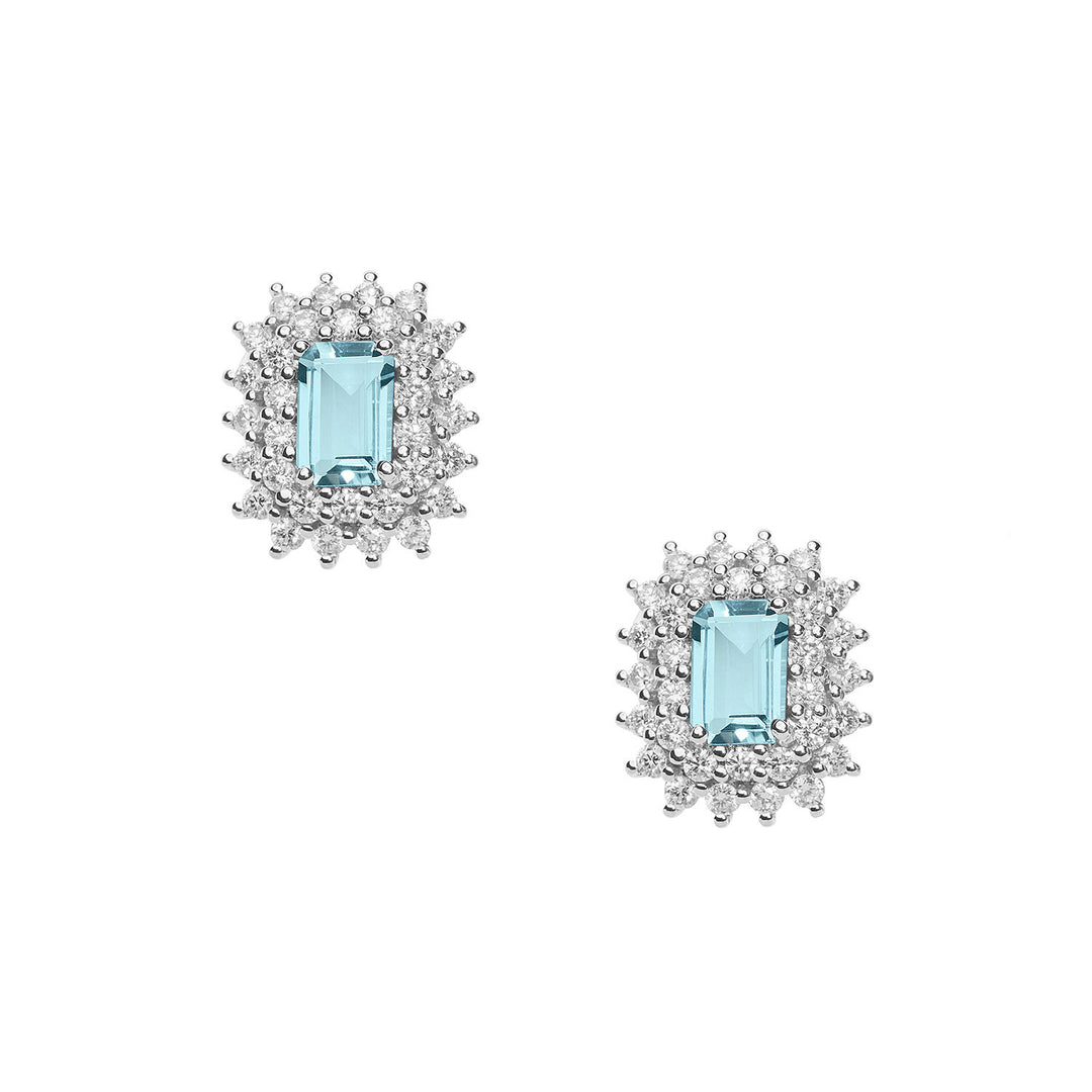 Comete-Ohrringe aus Gold, Diamanten und achteckigem Aquamarin ORQ261