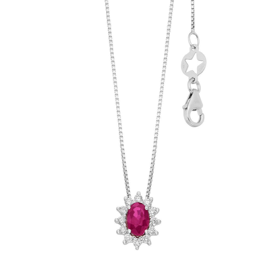 Comete-Halskette aus Weißgold mit Diamanten und ovalem Rubin GLB1701