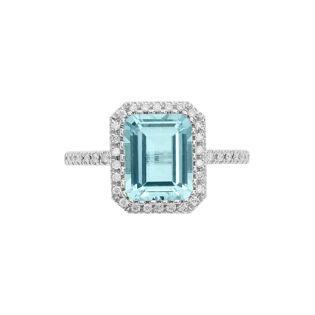Comete-Goldring mit Diamanten und achteckigem Aquamarin ANQ339