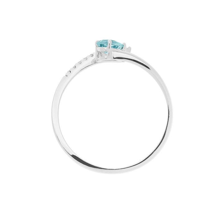 Comete-Goldring mit Diamanten und Aquamarin-Tropfen ANQ326