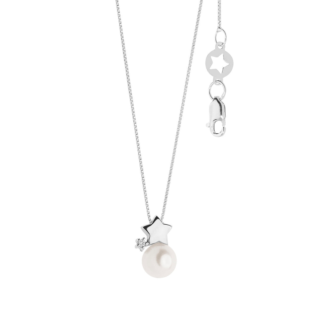 Comete Choker Necklace Pearls in Gold and Diamonds with Star GLP609
