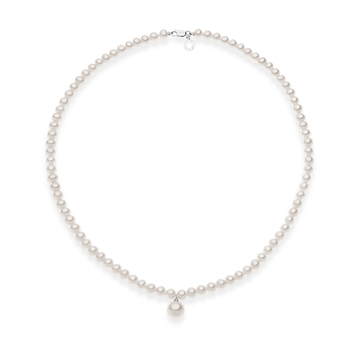 Comete Necklace Freshwater Pearl Strand in Gold and Diamond FWQ 265