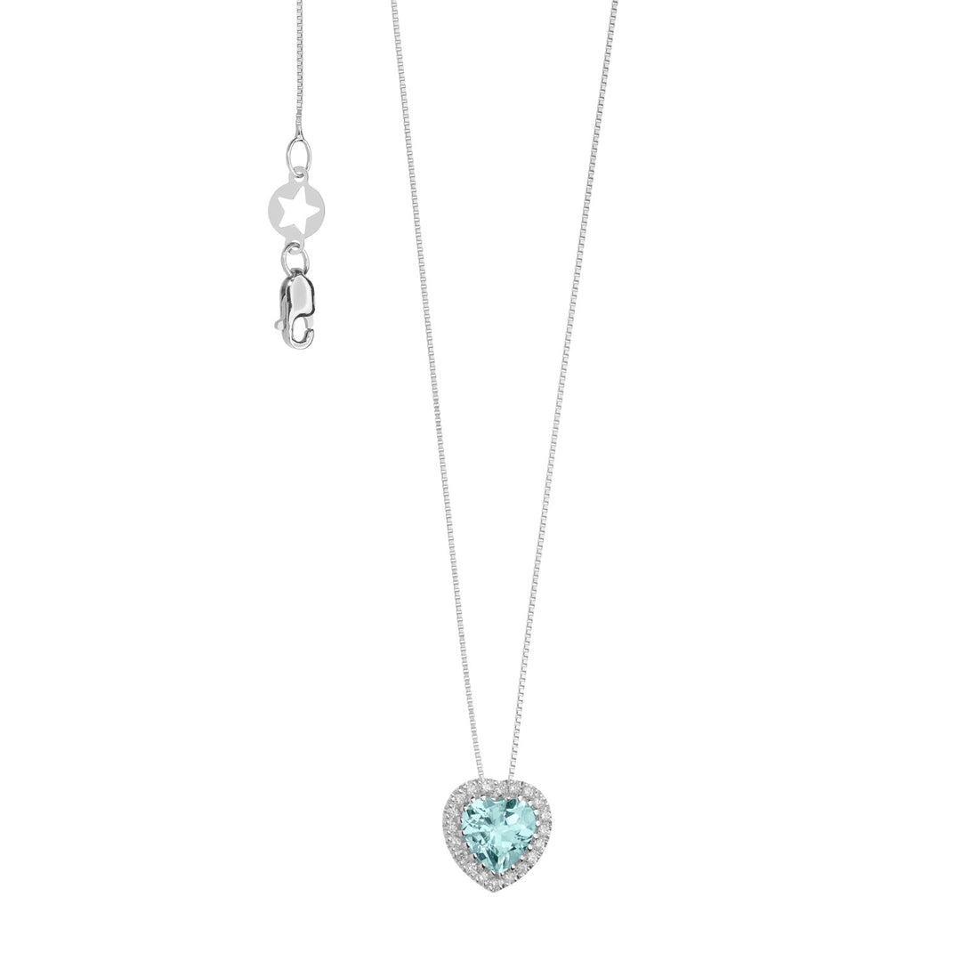 Collier Comete en or avec diamants et cœur aigue-marine GLQ 289