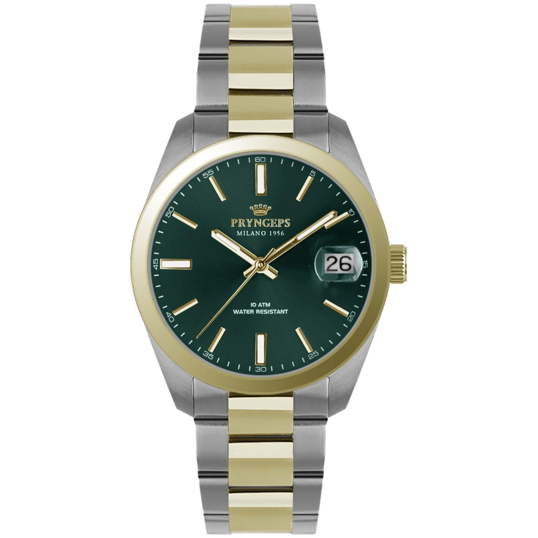 Pryngeps orologio Torino 39mm verde quarzo acciaio finiture PVD oro giallo A1071 B/VE - Capodagli 1937