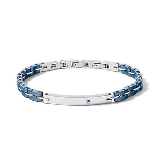Comete Regalo Divino Kit Stahl-Keramik-Armband und blaue Saphir-Manschettenknöpfe KITGVZAF