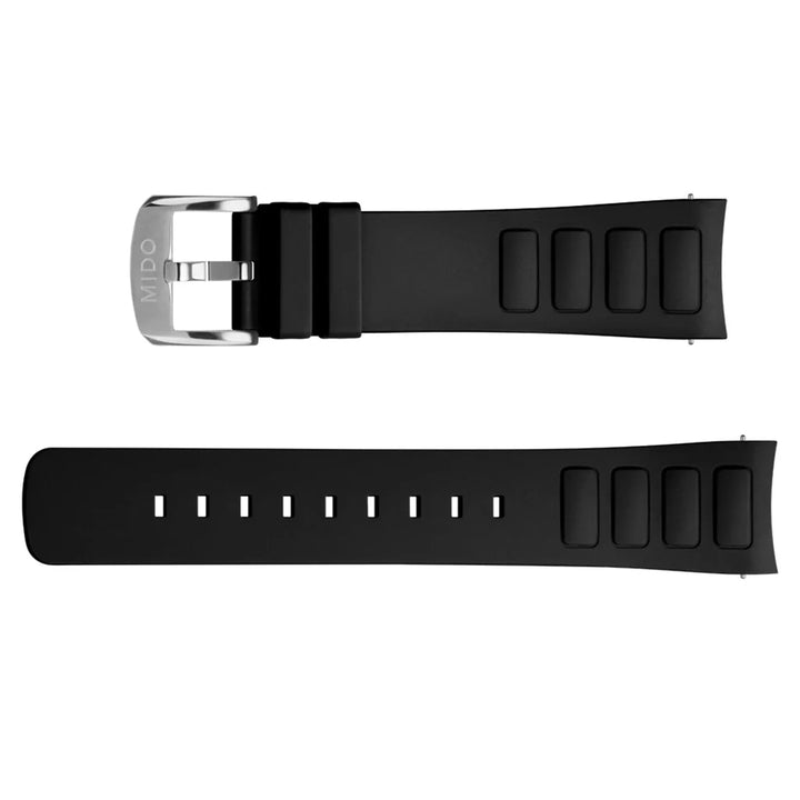 Mido Multifort TV-Armband, schwarze Silikon-Stahlschnalle M852018741 + M610018742