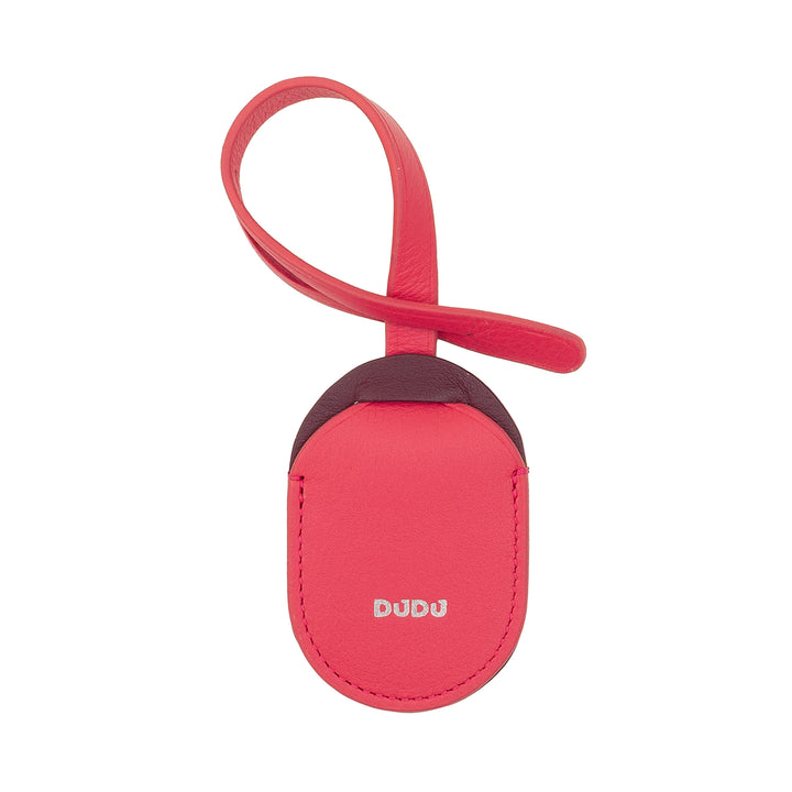DUDU-Hülle für Apple AirTag mit Riemen aus farbigem Echtleder, ideal für Tasche, Rucksack, Koffer und Zubehör