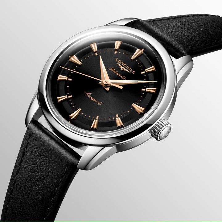 Longines Conquest Heritage 38 mm schwarze Automatikuhr aus Stahl L1.649.4.52.2 – Capodagli 1937