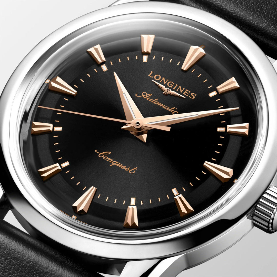 Longines Conquest Heritage 38 mm schwarze Automatikuhr aus Stahl L1.649.4.52.2 – Capodagli 1937