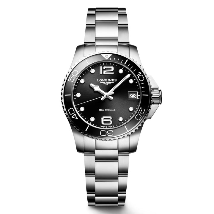 Longines orologio Hydroconquest 32mm nero quarzo acciaio L3.370.4.56.6 - Capodagli 1937