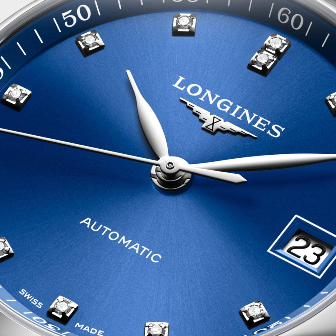 Longines orologio Master Collection 34mm blu diamanti automatico acciaio L2.357.4.98.6 - Capodagli 1937