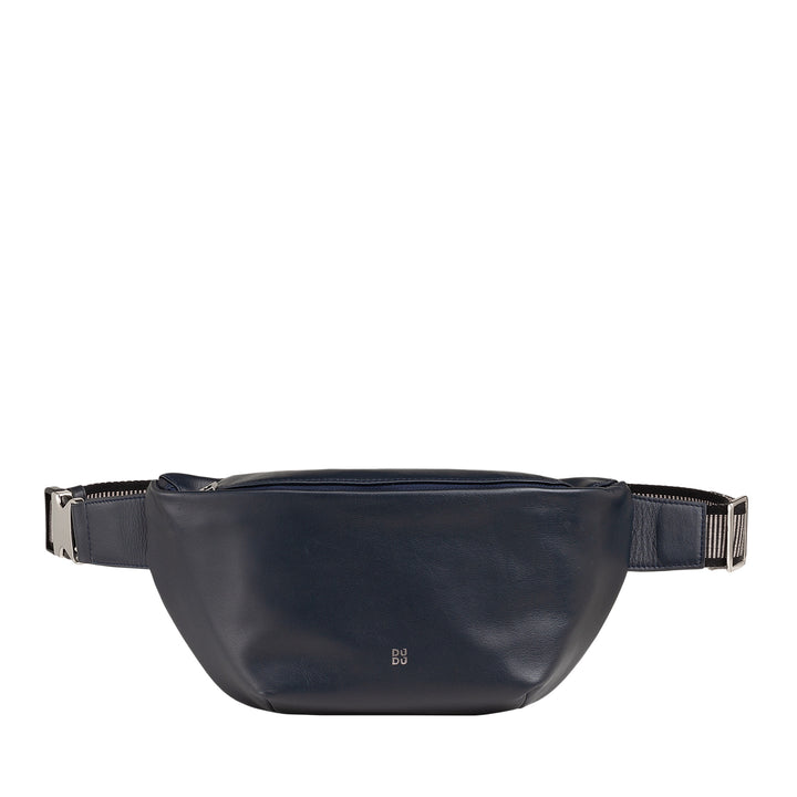 DUDU Sac banane en cuir véritable pour homme et femme avec sangle réglable, design spacieux et élégant, sac banane à 3 fermetures éclair