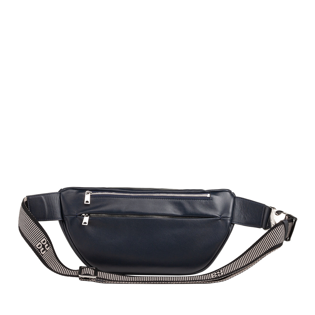 DUDU Sac banane en cuir véritable pour homme et femme avec sangle réglable, design spacieux et élégant, sac banane à 3 fermetures éclair