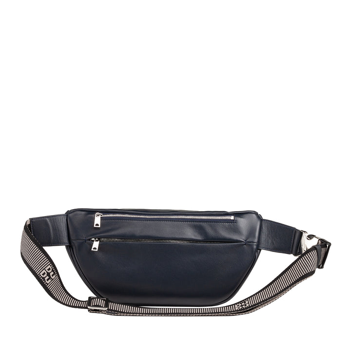 DUDU Sac banane en cuir véritable pour homme et femme avec sangle réglable, design spacieux et élégant, sac banane à 3 fermetures éclair