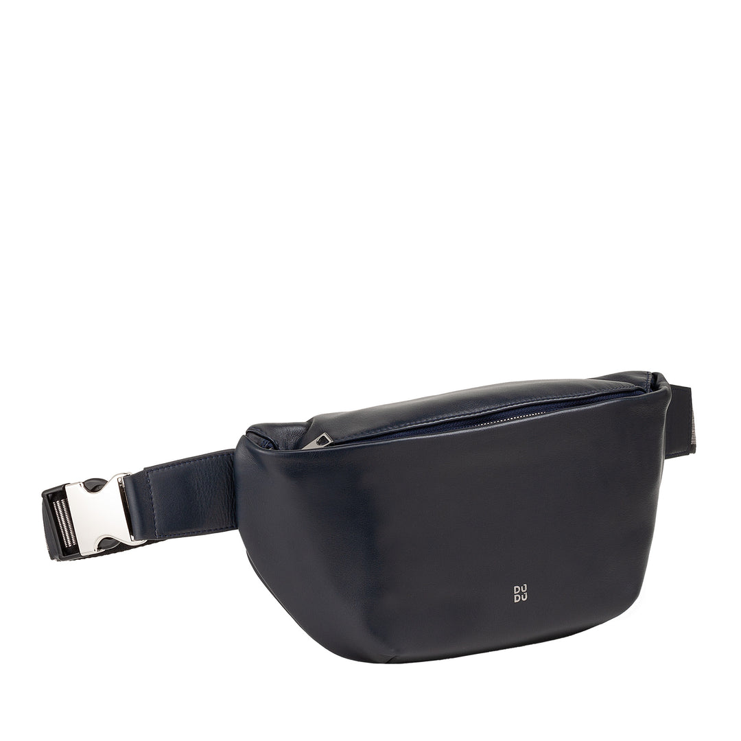 DUDU Sac banane en cuir véritable pour homme et femme avec sangle réglable, design spacieux et élégant, sac banane à 3 fermetures éclair