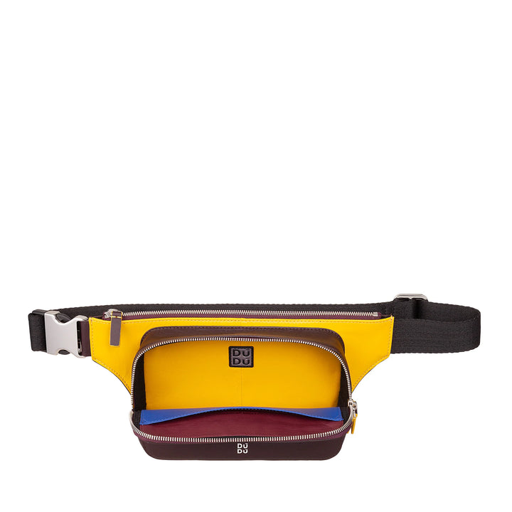 DUDU Herren-Hüfttasche aus farbigem Leder, elegante, geräumige Hüfttasche für Reisen mit Smartphone-Handytasche