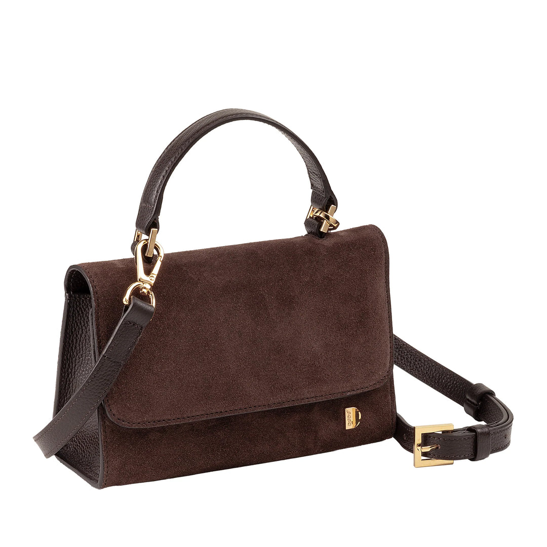DUDU Petit Sac Femme en Cuir Véritable Fabriqué en Italie, Sac à Main et Sac Bandoulière, Cuir Pleine Fleur ou Daim - Mini Sac avec Bandoulière Ajustable et Amovible, Rabat avec Fermeture Magnétique