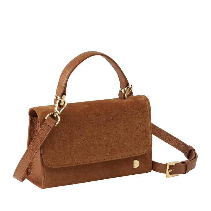 DUDU Petit Sac Femme en Cuir Véritable Fabriqué en Italie, Sac à Main et Sac Bandoulière, Cuir Pleine Fleur ou Daim - Mini Sac avec Bandoulière Ajustable et Amovible, Rabat avec Fermeture Magnétique
